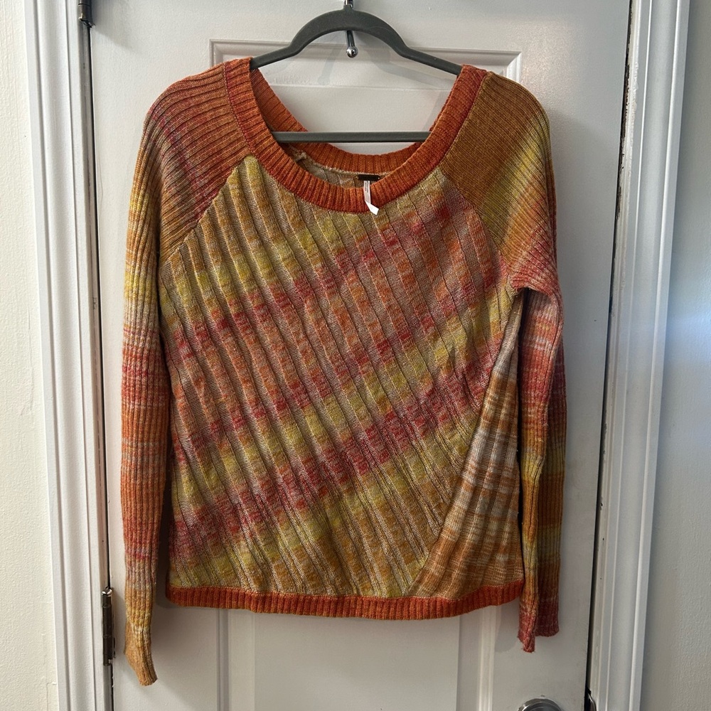NWOT Free People Autumn Hues Striped Sweater